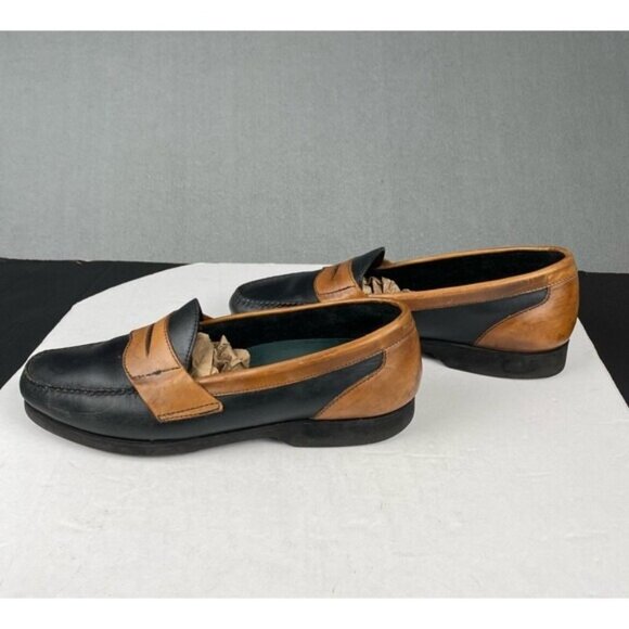 LL Bean Men's Size 10.5M Slip On Loafers Black Brown Leather,Comfort,Preppy - Picture 15 of 16